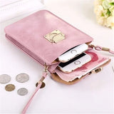 Women Leather Messenger Bag Mini Cellphone Crossbody Clutch Purse