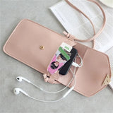 Women Leather Messenger Bag Mini Cell Cellphone Pouch Student Crossbody Case