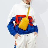 Women Leather Pink Chest Pack Bag Hip Hop Banana Belt Bag