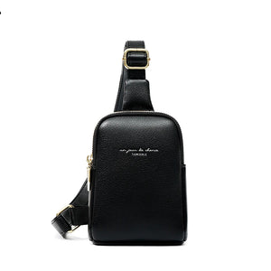Women Leather Pink Chest Pack Bag Hip Hop Banana Belt Bag