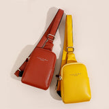 Women Leather Pink Chest Pack Bag Hip Hop Banana Belt Bag