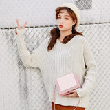 Leather Plush Shoulder Bag Leopard Crossbody Messenger Handbag