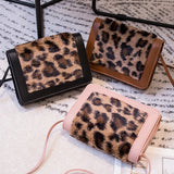 Leather Plush Shoulder Bag Leopard Crossbody Messenger Handbag