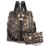 Women Leather Rucksack Handbag Set Large Capacity Shoulder Bag Adjustable Strap