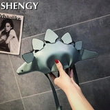 Women Leather Shoulder Bag Dinosaur Model Funny Small Personalized Bag