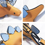 Women Leather Shoulder Bag Dinosaur Model Funny Small Personalized Bag
