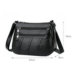 Women Leather Shoulder Bag Multi-pocket Mother Female Zipper Crossbody Handbags