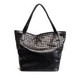Women Leather Shoulder Bag Rivet Casual Female Tote Handbag