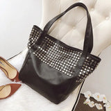 Women Leather Shoulder Bag Rivet Casual Female Tote Handbag