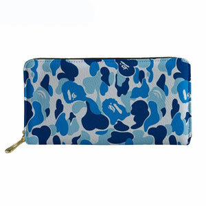 Camo Print Leather Wallet Slim Money Bag Clutch Coin Purse Zipper