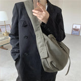 Women Bandage Crossbody Bag Canvas Shoulder Bag Student Bag