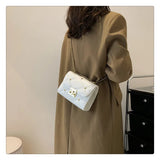 Crossbody Bag PU Leather Shoulder Bag Rivet Lock Messenger Bag