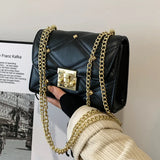 Crossbody Bag PU Leather Shoulder Bag Rivet Lock Messenger Bag