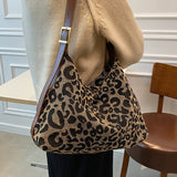 Leopard Print Shoulder Bag for Women Canvas Tote Handbag