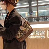 Leopard Print PU Leather Shoulder Bag Vintage Ladies Purse Handbags