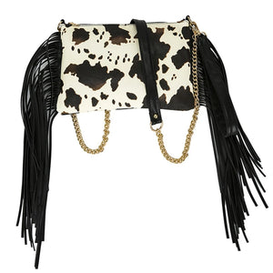 Leopard Print Shoulder Bag with Tassel Crossbody Purse