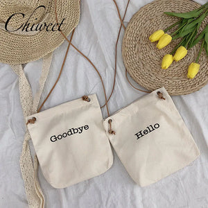 Women Letter Canvas Handbags Girl Harajuku All Match Messenger Bag Student
