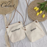 Women Letter Canvas Handbags Girl Harajuku All Match Messenger Bag Student