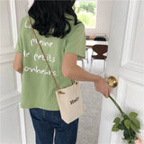 Women Letter Canvas Handbags Girl Harajuku All Match Messenger Bag Student
