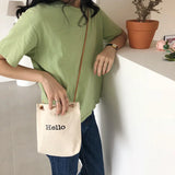 Women Letter Canvas Handbags Girl Harajuku All Match Messenger Bag Student