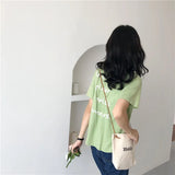 Women Letter Canvas Handbags Girl Harajuku All Match Messenger Bag Student