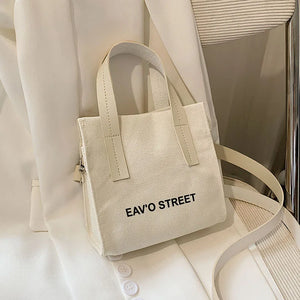 Women Letters Print Canvas Tote Bag Crossbody Money Bag Classic Messenger Bag