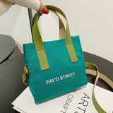 Women Letters Print Canvas Tote Bag Crossbody Money Bag Classic Messenger Bag