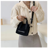 Women Letters Print Canvas Tote Bag Crossbody Money Bag Classic Messenger Bag