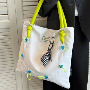 Women Light Shopping Bag Girl Nylon Cloth Shoulder Bag Environmental Storage