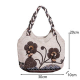 Women Linen Shoulder Bag Casual Tote Purse Travel Handbag