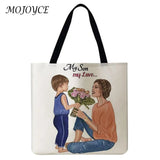 Mothers Printed Linen Shopper Bag Reusable Tote