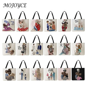 Mothers Printed Linen Shopper Bag Reusable Tote