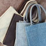 Women Linen Tote Bag Large Capacity Handbag Shopping Bag Solid Casual Beach Bag