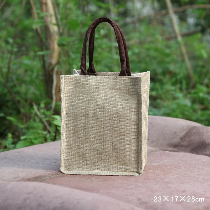 Women Linen Tote Bag Large Capacity Handbag Shopping Bag Solid Casual Beach Bag
