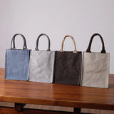 Women Linen Tote Bag Large Capacity Handbag Shopping Bag Solid Casual Beach Bag