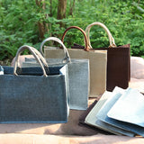 Women Linen Tote Bag Large Capacity Handbag Shopping Bag Solid Casual Beach Bag
