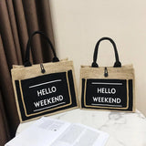 Women Linen Tote Casual Shoulder Bags Lady Print Handbags