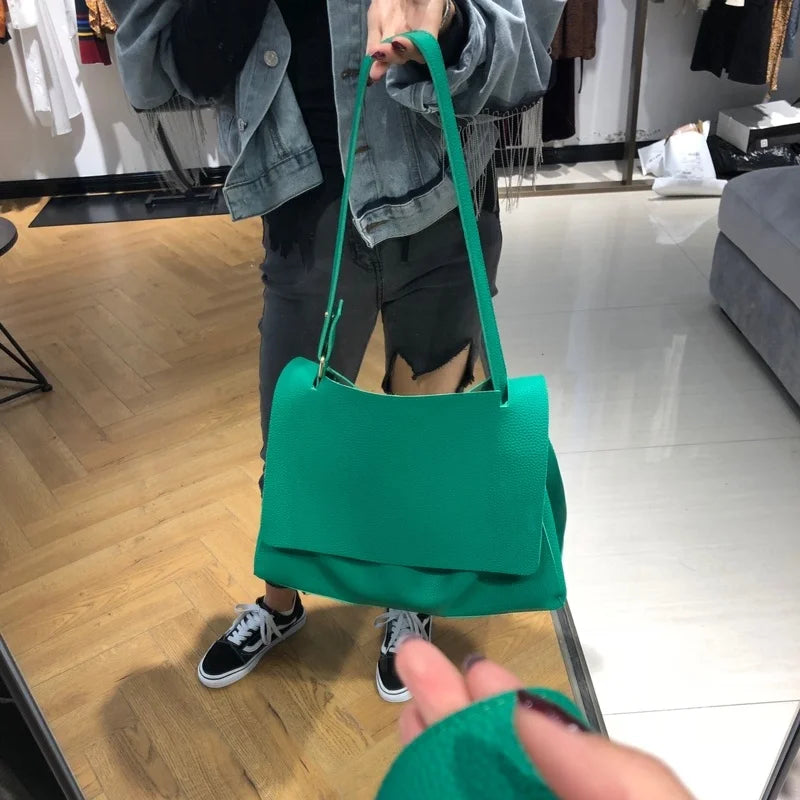 Litchi Pattern Shoulder Bag Women Girls Large Capacity Beach Purse