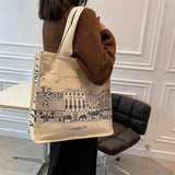 Women Literature Art Shoulder Canvas Bag Student Shopping Tote Bag