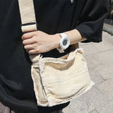 Women Canvas Shoulder Bag Retro Crossbody Zipper Purse