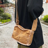 Canvas Shoulder Bag for Women Retro Vintage Crossbody Bags Zipper Purse Girls