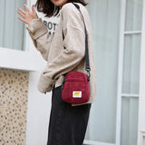 Women Corduroy Crossbody Bag Small Shoulder Purse Pink Zipper Key Phone