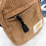 Women Corduroy Crossbody Bag Pink Zipper Purse Small Canvas Shoulder Bag