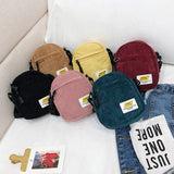 Pink Corduroy Shoulder Bag Small Crossbody Zipper Purse for Girl
