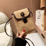 Women Little Plush Shoulder Bag Female Small Girls Cross Body Bags Ladies Embroi