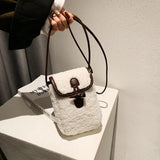 Women Little Plush Shoulder Bag Female Small Girls Cross Body Bags Ladies Embroi
