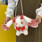 Lolita Shoulder Plush Bag with Lace Bow