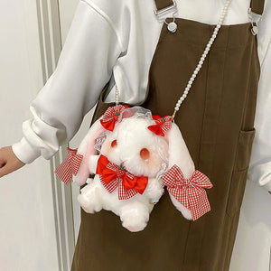 Lolita Shoulder Plush Bag with Lace Bow