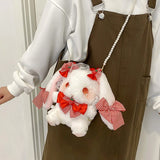 Lolita Shoulder Plush Bag with Lace Bow