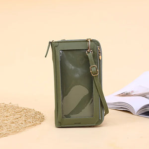 Women Long Cell Phone Pockets Shoulder Bags PU Leather Card Holder Crossbody Bag